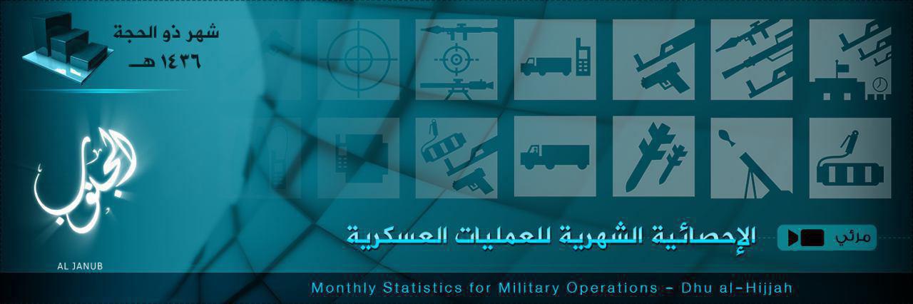 الإحصائية الشهرية للعمليات العسكرية “ذو الحجة 1436هـ” - وِلاية الجَنُوب